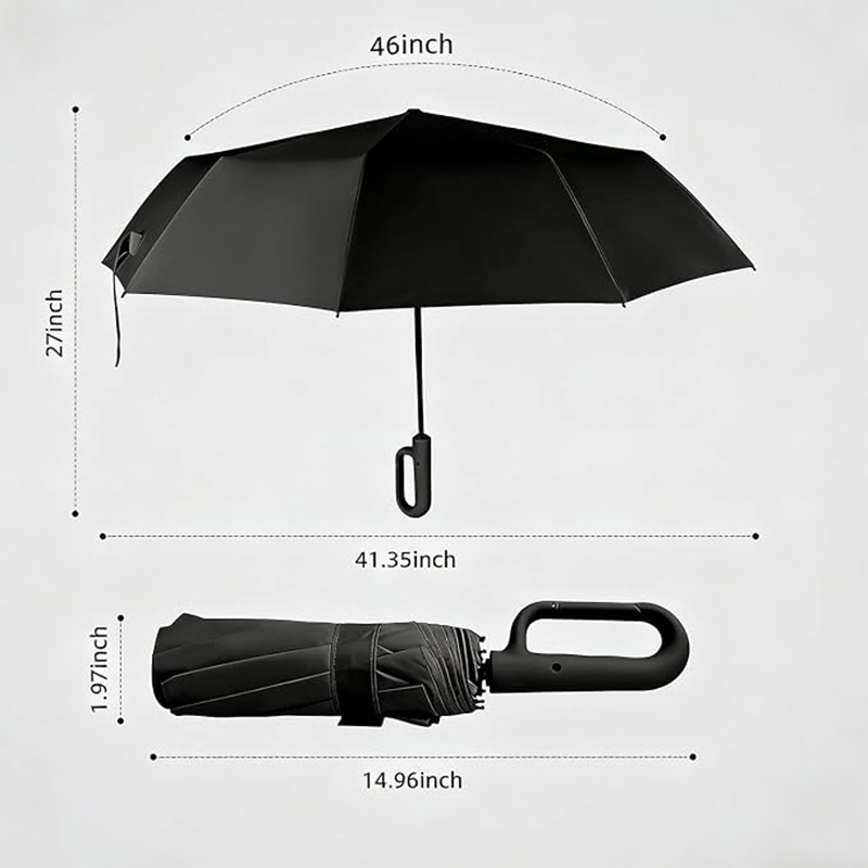 Paraguas plegable ergonómico con mango en C