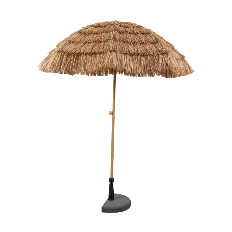 Paraguas de playa con techo de paja natural y dosel estilo resort tropical para espacios al aire libre de lujo