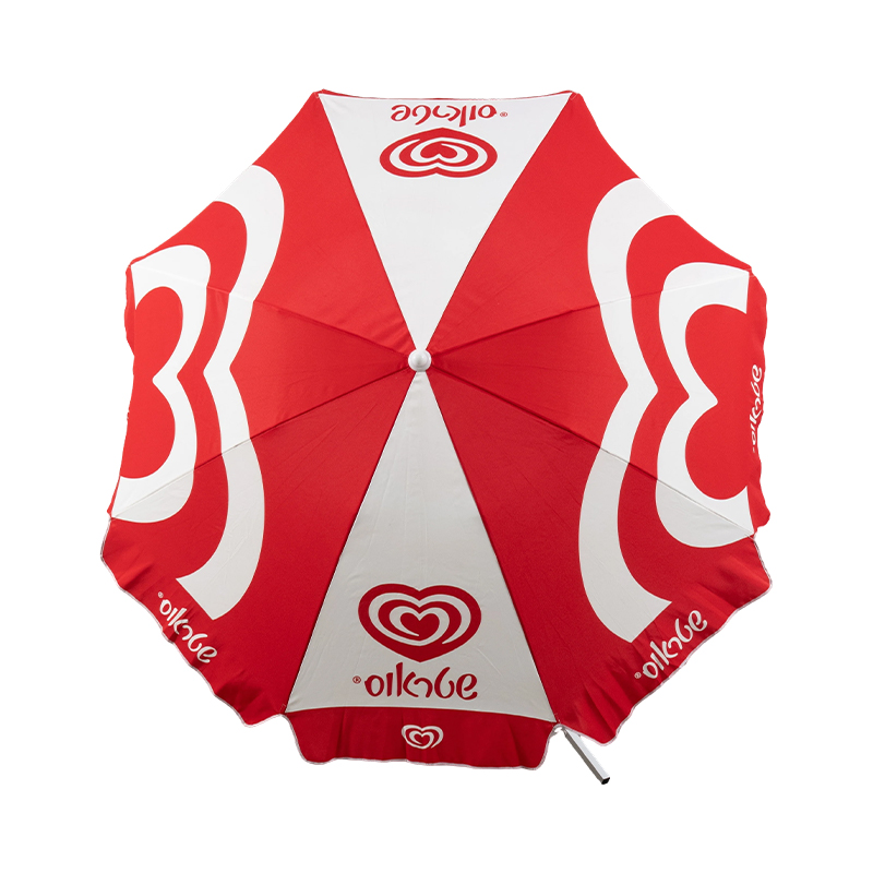 Paraguas de playa promocional con logotipo personalizado e impresión de marca a todo color para eventos de marketing al aire libre